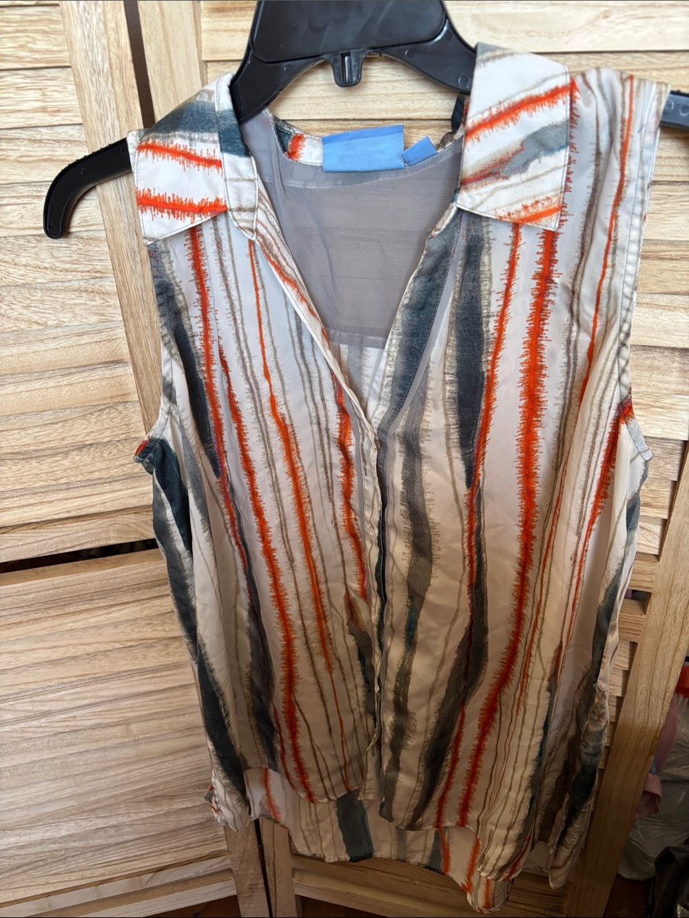 Simply Vera Vera Wang Sleeveless Striped Blouse in Orange, and Gray, Large